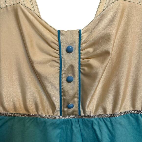 Designer Roberta Oaks Women's Knee Length Sun Dress M Teal and Cream
‎ Hawaiian - Picture 3 of 10